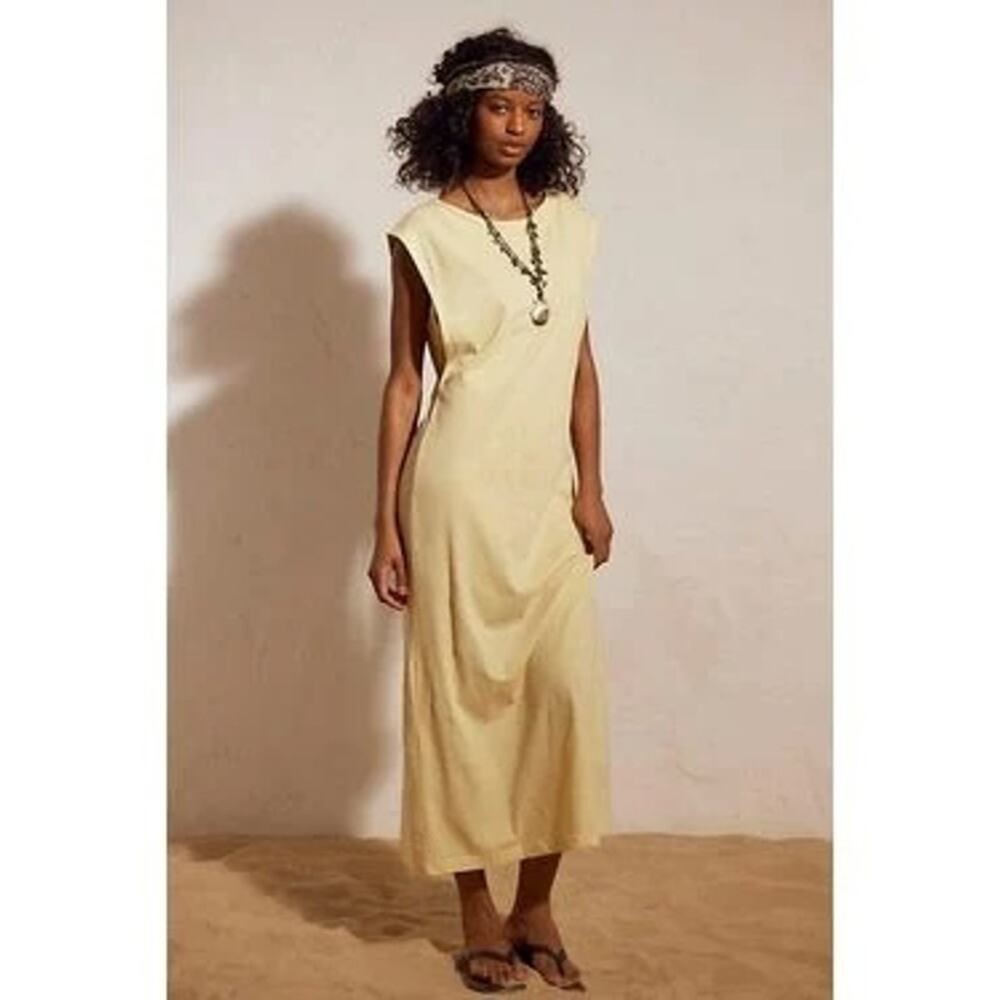 free-est Drift Street Cotton Maxi Dress Solar Lemon Yellow Free People Large NWT